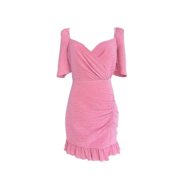 SAYLOR NWOT plissé wrap mini dress in Dusty pink Size S/M - Picture 1 of 9